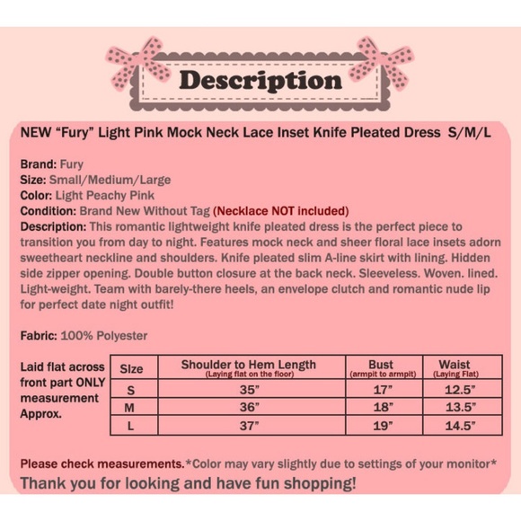 Pale Pink Lace Inset Mock Neck Knife Pleated Dress - Picture 8 of 8